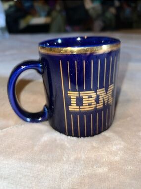 Vintage IBM Enterprise Systems Coffee Mug Blue Gold Dimension Of Service